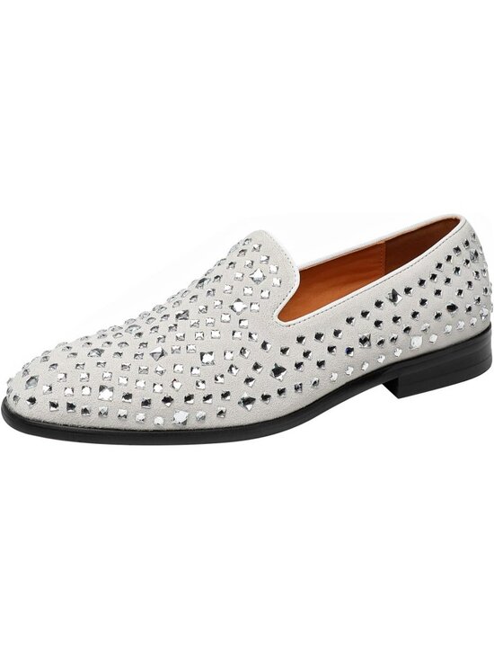 Men\'s Grey Loafers Suede Leather Imported Wedding Party Dress Shoes main image 6